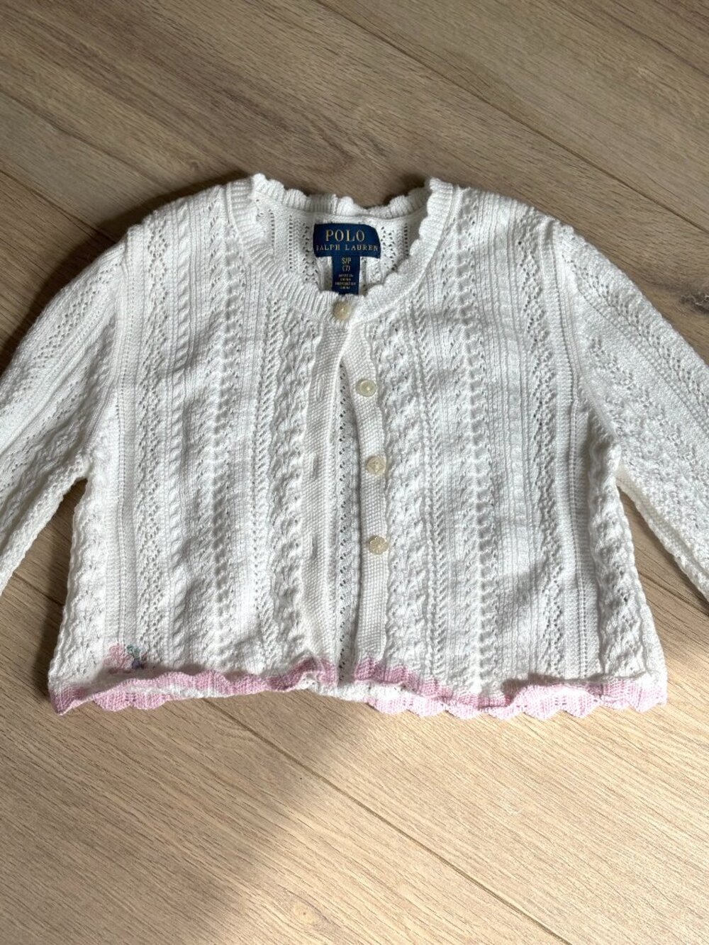 Polo Ralph Lauren Girl's White Cropped Cotton Cardigan - Size 7